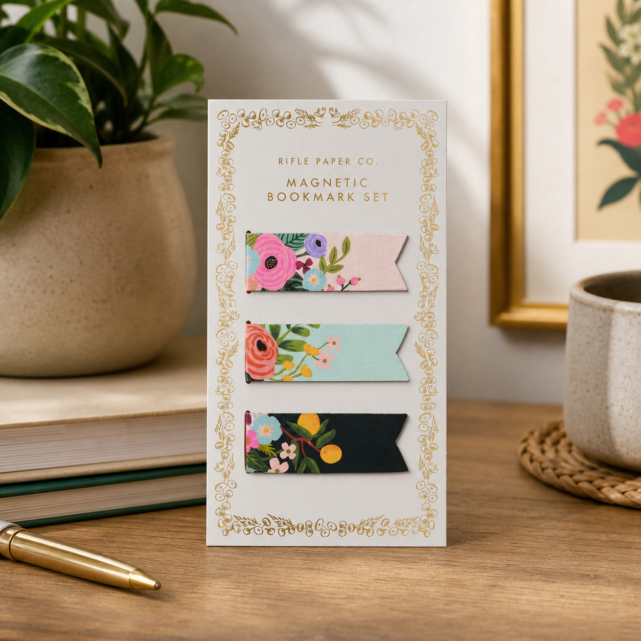 Paperclip Magnetic Set - Набор магнитных закладок с цветочным узором