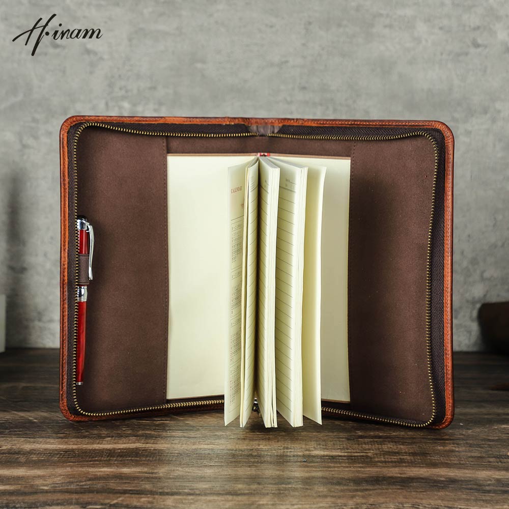 Journal Leather Hardcover - Ретро натуральная кожа на молнии клатч