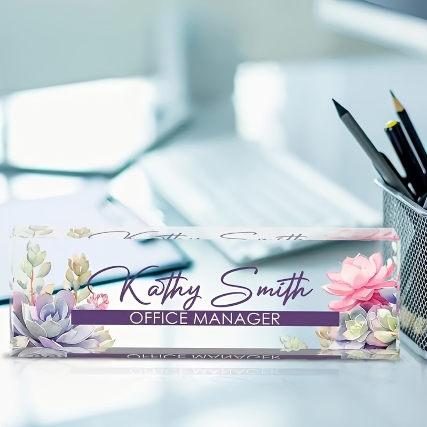 Desk Name Plate - Индивидуальная 2D акриловая табличка на стол