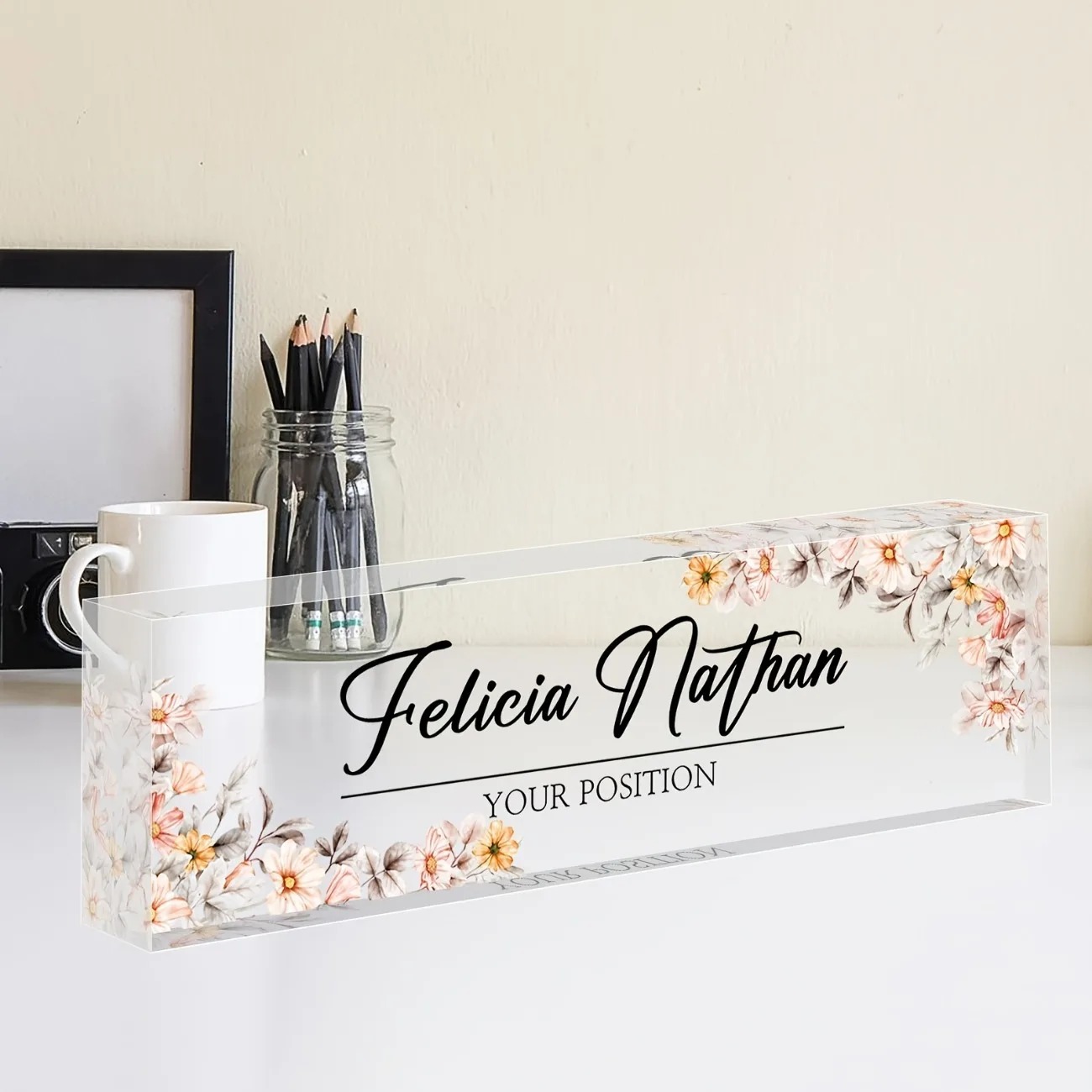 2D плоская акриловая табличка  – обзор и цена Desk Name Plate