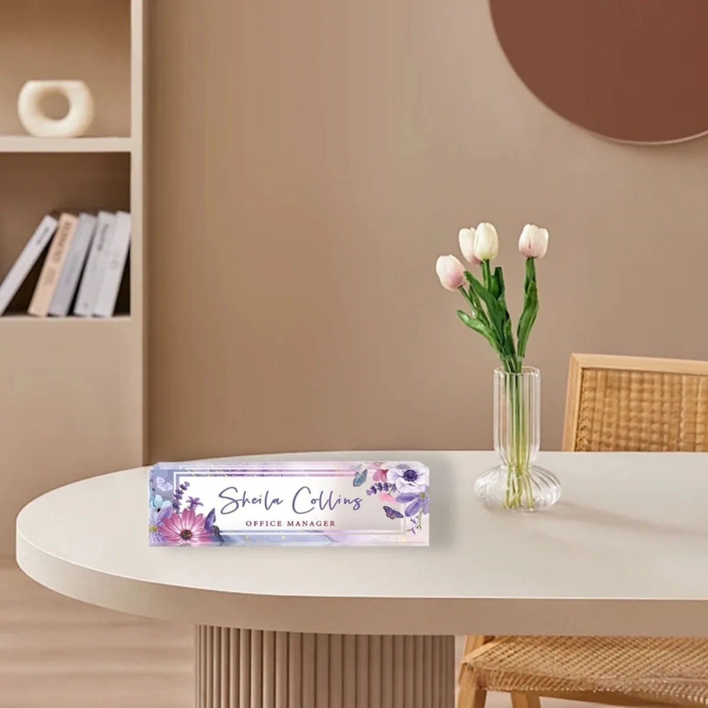 [2D Плоская] Фиолетовая акрило – обзор и цена Desk Name Plate
